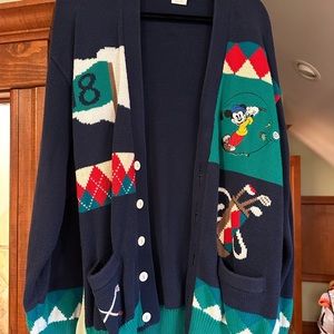 Vintage 90's Embroidered Mickey Mouse Disney Store Golf Cardigan Sweater